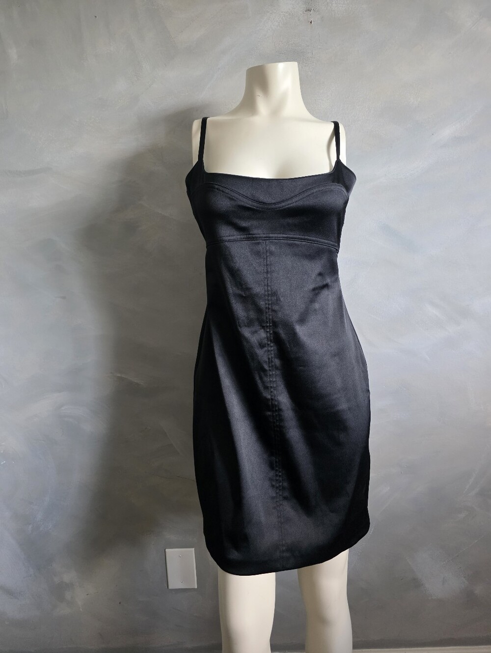 Laundry By Shelli Segal Black Satin Mini Dresss Sz 12